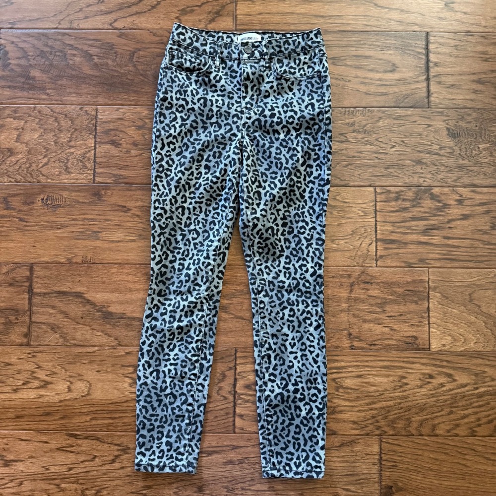 William Rast Leopard Print Edgy Rocker High Rise Ankle Skinny Jeans Size 24